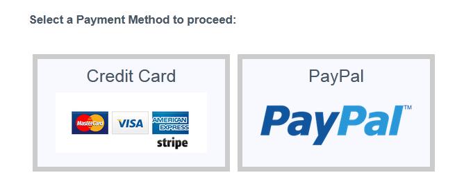 Chọn hình thức thanh toán là Credit Card hoặc PayPal