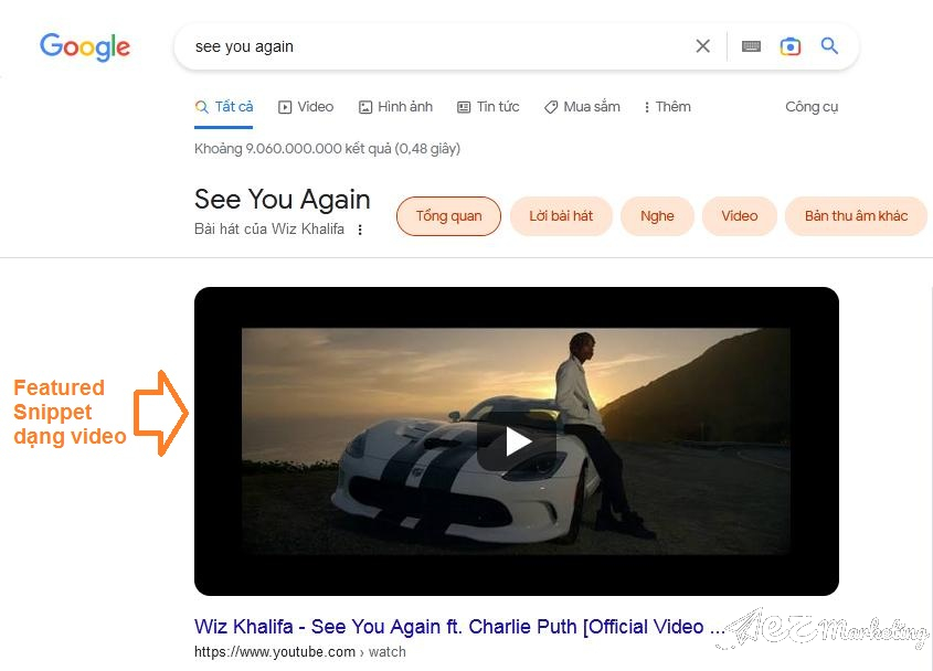 Featured Snippet dạng video