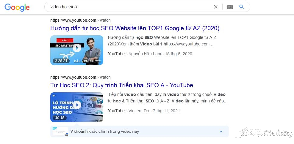 Search Intent dạng Video Intent (tìm kiếm video)