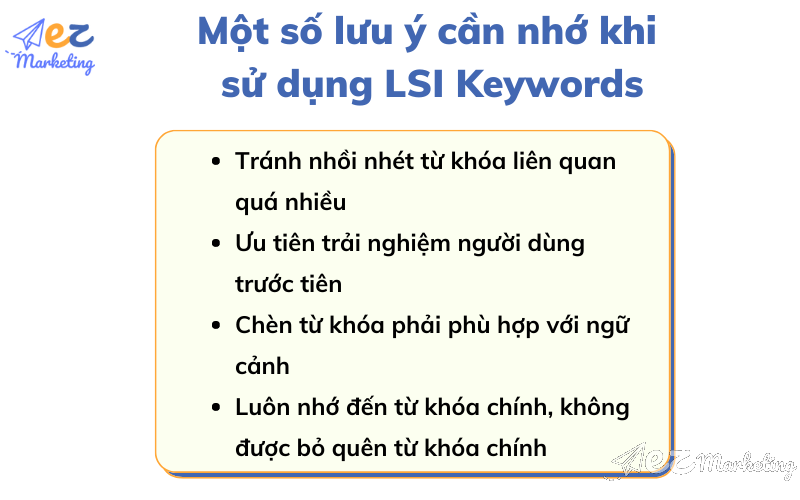 Một số lưu ý cần nhớ khi sử dụng LSI Keywords