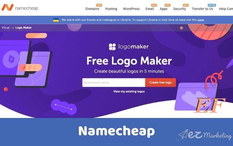 Phần mềm tạo logo Free của Namecheap