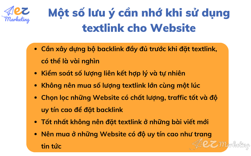 Một số lưu ý cần nhớ khi sử dụng textlink cho Website