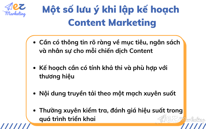 Một số lưu ý khi lập kế hoạch Content Marketing