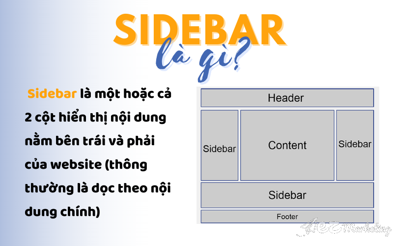Sidebar là một hoặc cả 2 cột hiển thị nội dung nằm bên trái và phải của trang web