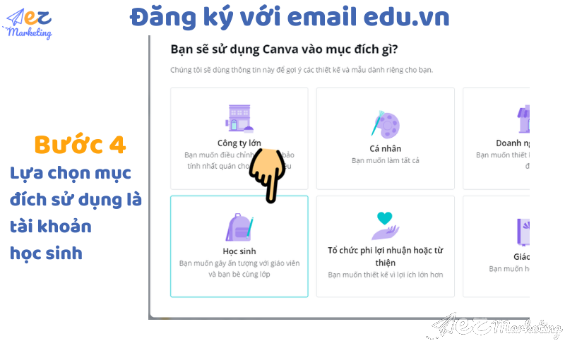 Đăng ký canva pro miễn phí với email edu.vn bước 4