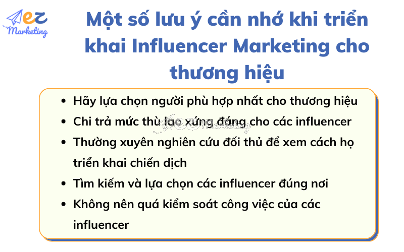 Một số lưu ý cần nhớ khi triển khai Influencer Marketing cho thương hiệu