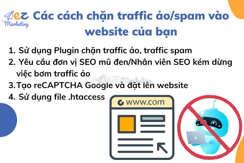 Các cách chặn traffic ảo, traffic spam, traffic xấu vào website