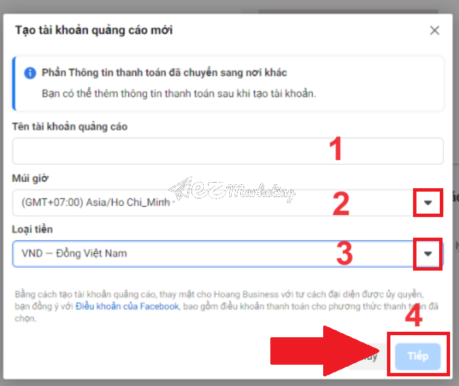Hướng dẫn tạo tài khoản quảng cáo Facebook doanh nghiệp