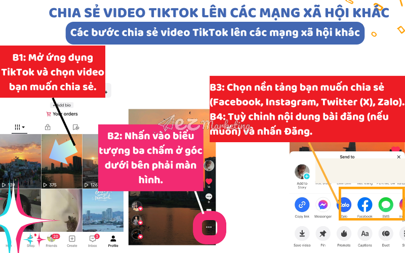Chia sẻ video Tiktok lên các mạng xã hội khác