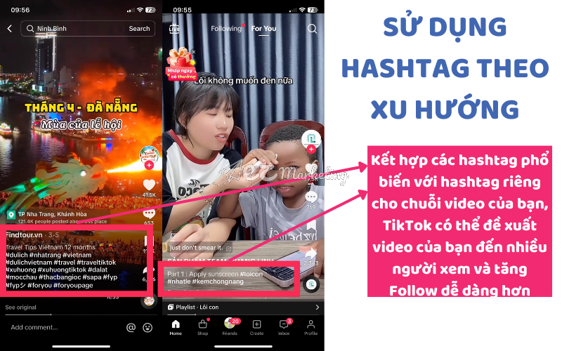 Sử dụng hashtag theo xu hướng 