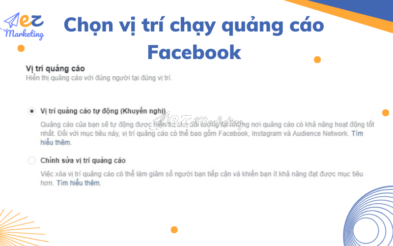 Chọn vị trí chạy quảng cáo Facebook