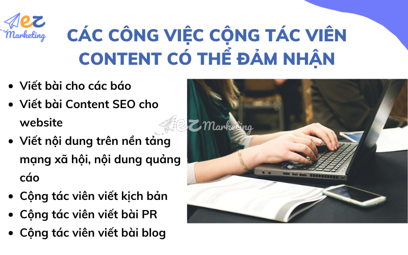 Các công việc cộng tác viên Content có thể đảm nhận