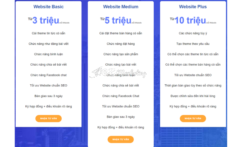 Bảng giá gói dịch vụ thiết kế Website giáo dục tại EZ Marketing