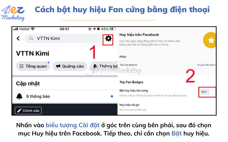Cách bật huy hiệu Fan cứng bằng điện thoại
