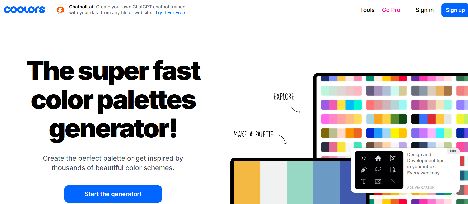 Website phối màu Coolors