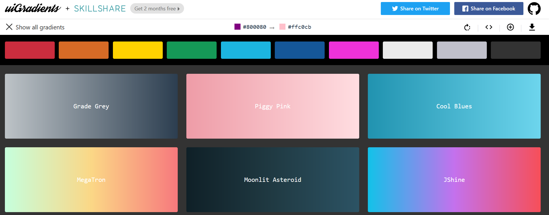 Website phối màu UIGradients
