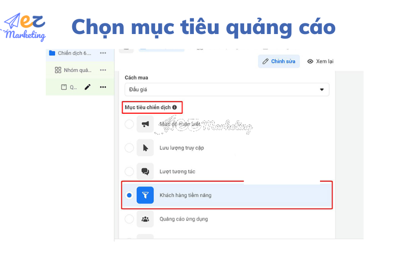 Chọn mục tiêu quảng cáo