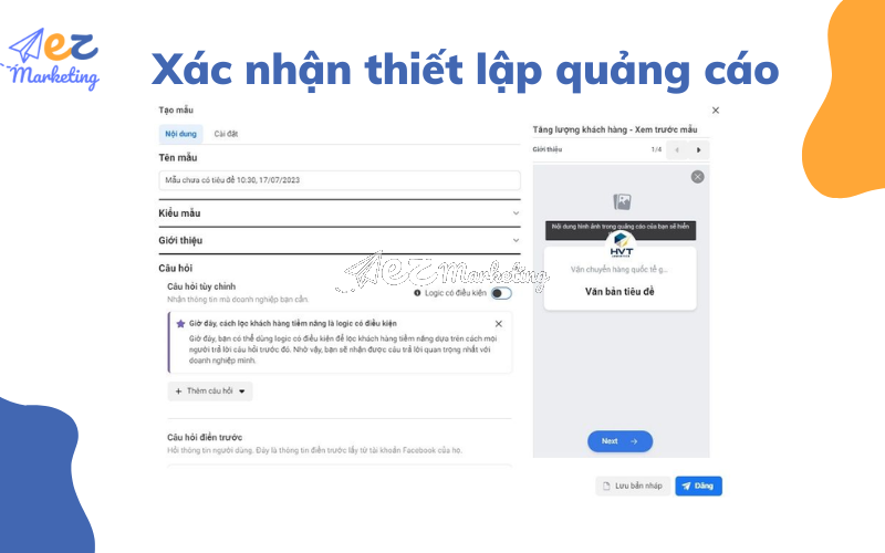 Xác nhận thiết lập quảng cáo