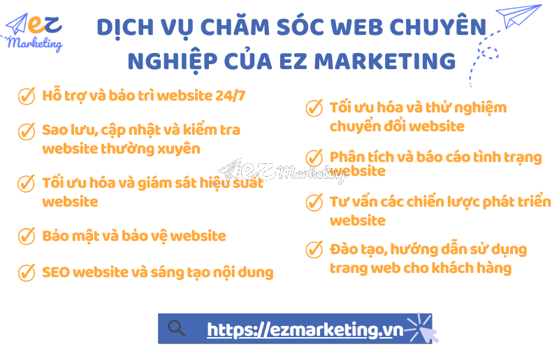 Dịch vụ chăm sóc web chuyên nghiệp của EZ Marketing